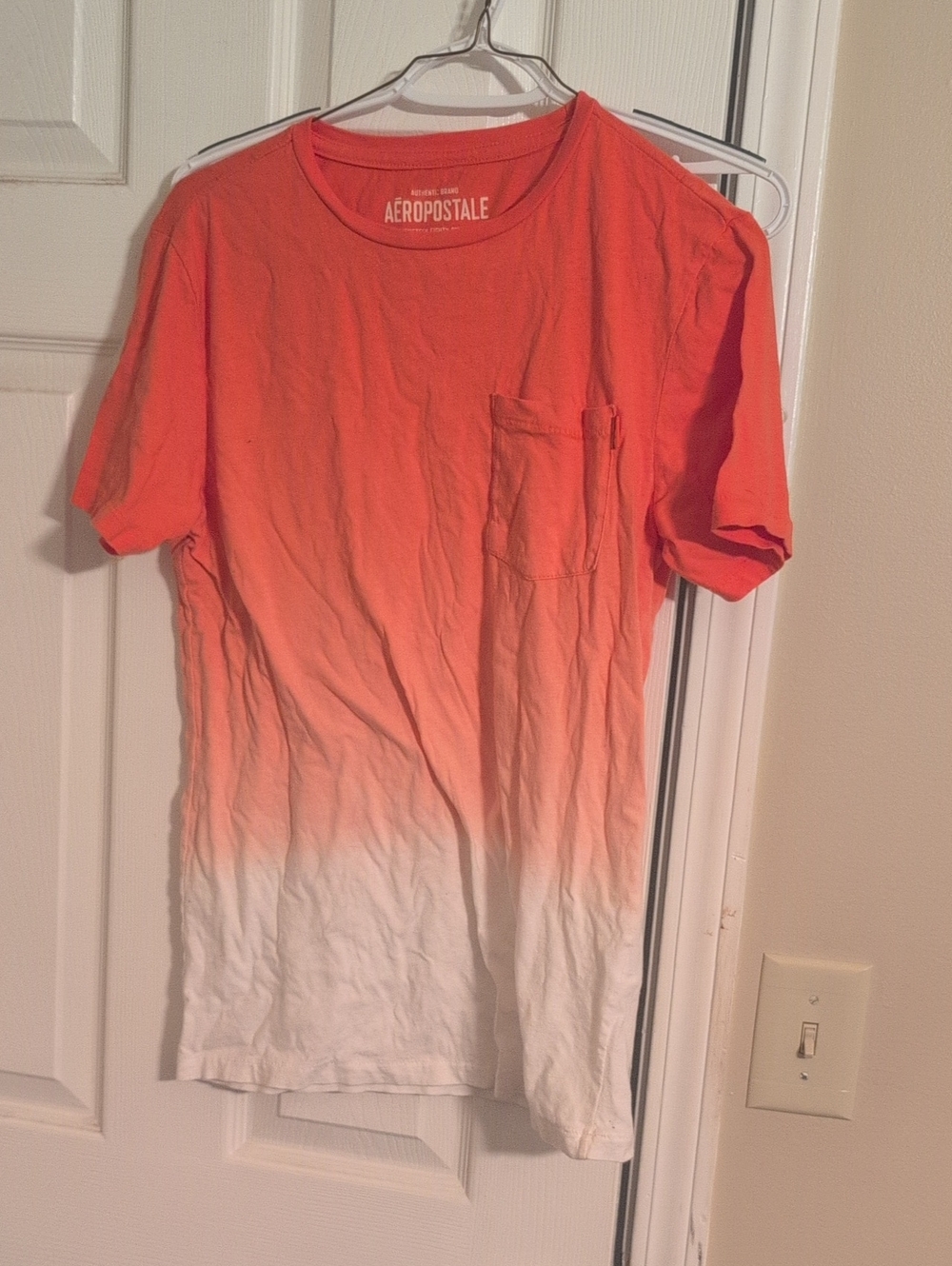 Aeropostale Orange to White Ombre Pocket Tee